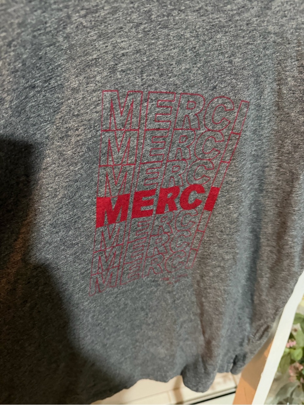 rag & bone Heather Gray Tee with Red MERCI Graphic - Picture 5 of 8